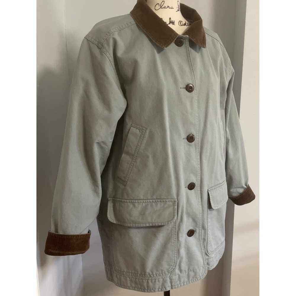 Vintage Women's LL Bean Barn Chore Jacket Coat Size XL Petite Flannel Lined Blue - Picture 4 of 14